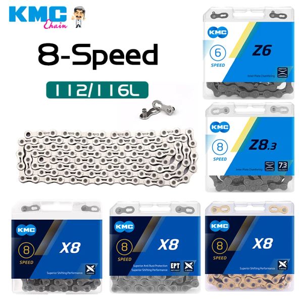 Peças KMC Bicycle 6/7/8 Velocidade Z6/Z8.3/X8/X8PL/X8EPT MTB ROAD BIKINS CHANINS 116/112 Links com a cadeia mágica de 6/7/8V para Shimano SRAM