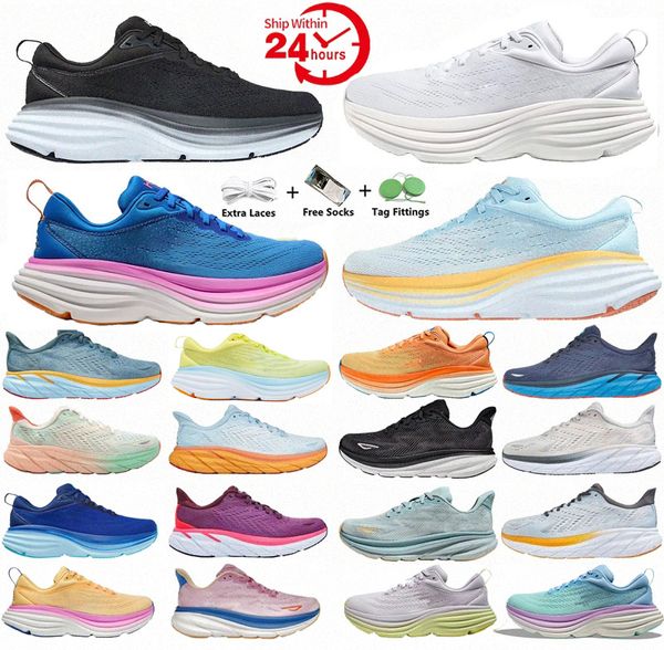 Ho one clifton 9 bondi 8 scarpe da corsa triplo Black Bianco Bellwether Summer Song Blue Country Air's Fomen's Men's Women Trainer Yhqt#