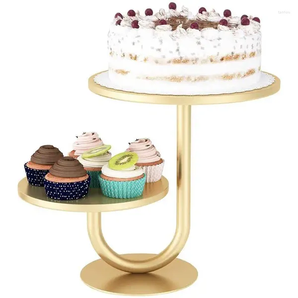 Backware -Werkzeuge Metall Dessert Display Ständer Obst Candy Plate Decor Serving Tablett für künstlerische 2 -stufe