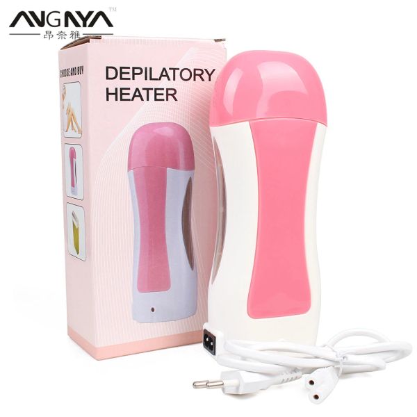 Angnya 1pcs parafina Roller de parafina Epilator aquecedor de cera Máquina de remoção de cabelo rosa Tiras depilatórias Rollon Exering Spa A quente