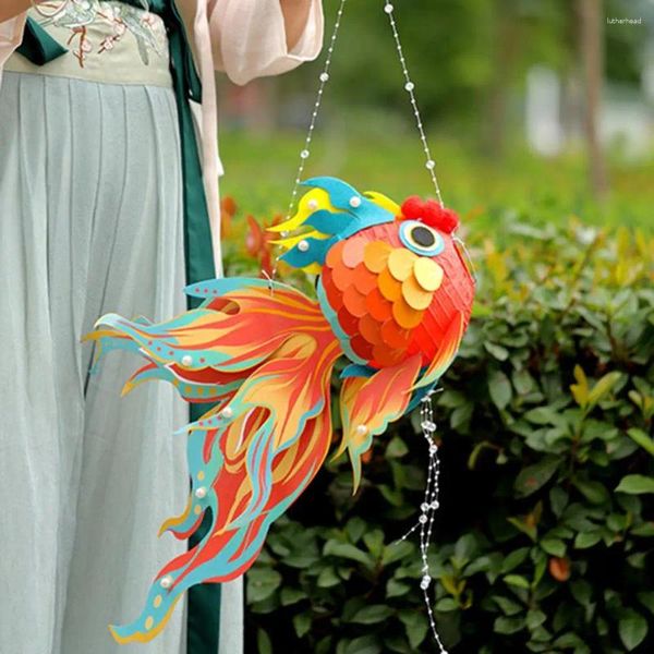 Dekorative Figuren Laternenlampe traditionelles chinesisches Material Kit für Mitte des Autumens Frühling Festivals DIY Goldfisch Glow Set r
