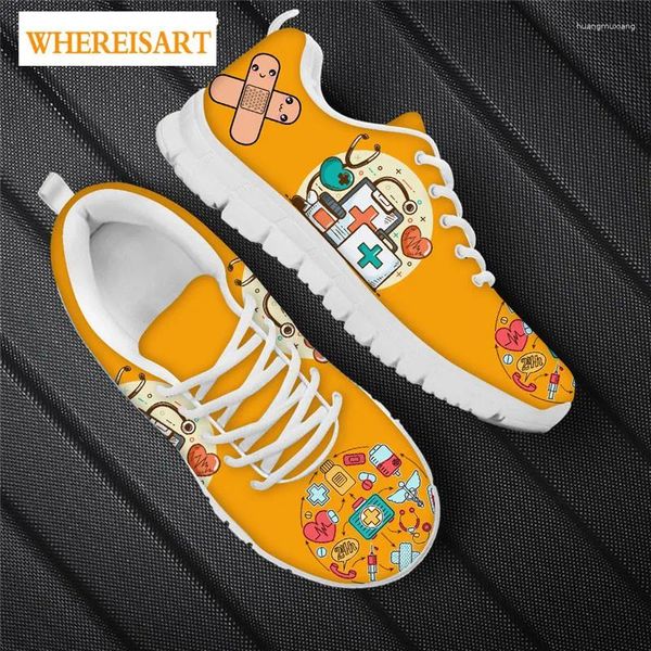 Sapatos casuais Whereisart Orange Health Design Women Flats 2024 Moda Paramédica Esporte ao ar livre MUJER