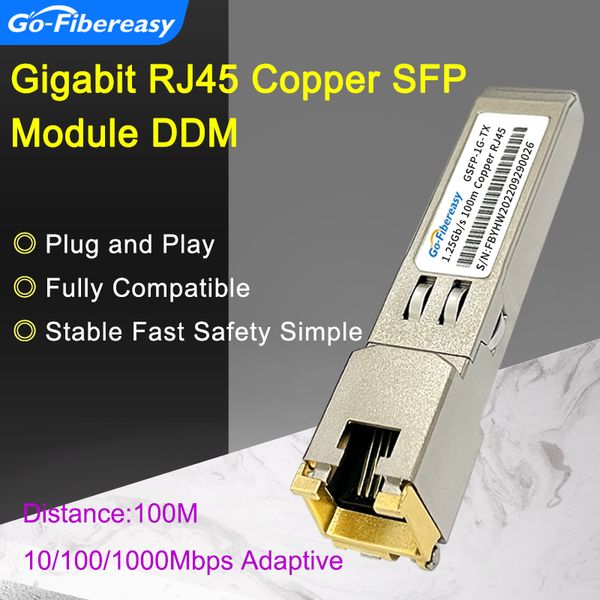 Modulo da SFP a RJ45 1,25GBS Modulo di rame del ricetrasmettitore ottico SFP per interruttore Ethernet Cisco/Mikrotik/Netgear/TP-Link