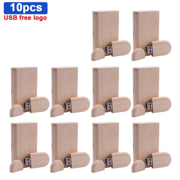 Laufwerke 10pcs/Lot USB 2.0 (kostenloser Custom) Holz USB mit Box USB Flash Drive Pendrive 4 GB 8 GB 16 GB 32 GB 64 GB Memory Stick für Geschenk