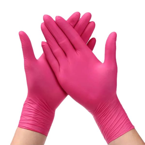 Tinten 20/50 PCS Pink Nitril Diagra Handschuhe Latexpulverfreie Handschuhe für Haushaltsreinigung Küche Arbeiten Friseursalon Tattoo Handschuhe