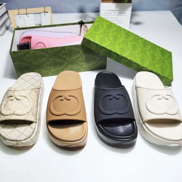 Designer Bloom Slippers de luxo de borracha Plataforma de borracha marca mulheres mulheres grossas solas sandálias femininas sandália adorável adorável praia slipper