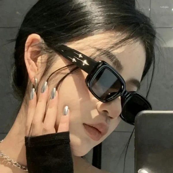 Солнцезащитные очки Y2K Fashion Vintage Star Classic Retro Meteor Square Sunglass for Women Brand Design Прямоугольник солнцезащитные очки UV400