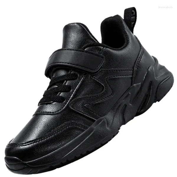 Повседневные туфли кожаные дышащие детские кроссовки 2024 Осенний сетка детские детские спорт черные белые малыш