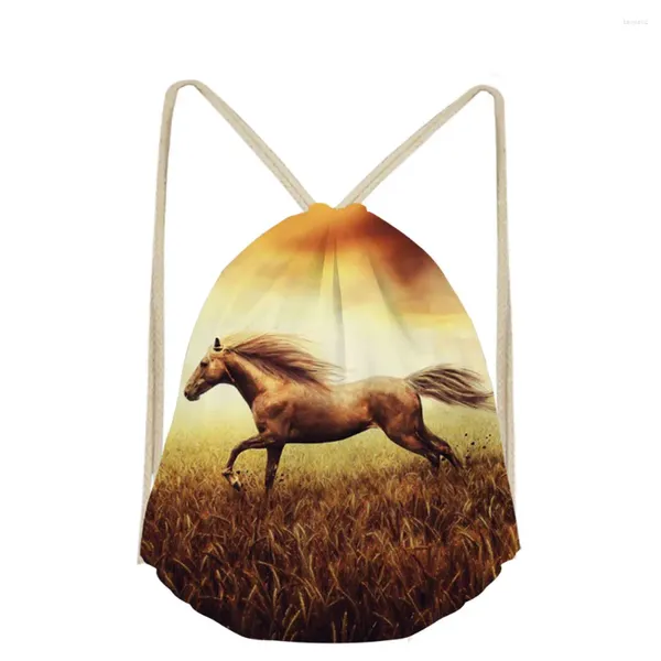 COLASTRING 3D Animal Horse Printing Cartoon Action Figure Bag Women Casual Chaint Kawaii Men Travel Storage School Case