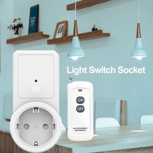 Plugues 433MHz RF Wireless Remote Control Power Light Socket Soque