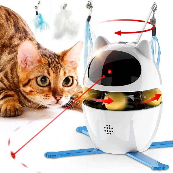 Игрушки 4in1 Cat Interactive Laser Toys Автоматические интеллектуальные игрушки для игрушки для кошачья палочка для помещений для самостоятельной игры в домашних животных