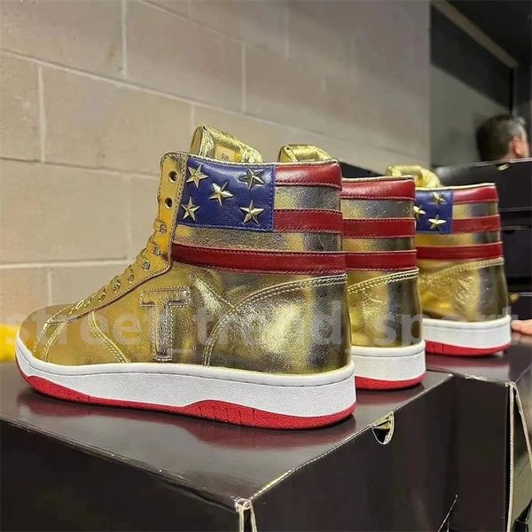 2024 Trump T Basketball Sapatos casuais The Never Surrender High Tops Designer Shoes TS Running Gold Gold Custom Men Outdoor Sneakers Sport Sport Sport Outdoor Lace-up Trendy