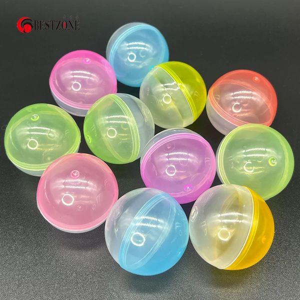 50pcs 45mm plastik pp oyuncak kapsüller Yarı şeffaf renkli yuvarlak sürpriz top kolay açık kilit, eğlence otomatı 240422