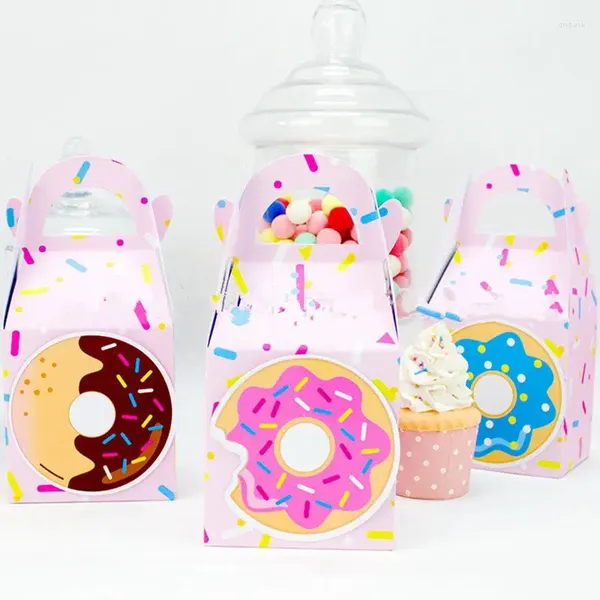 Geschenkverpackung 3/9pcs Papier Süßigkeiten Box Donuts bevorzugt Tasche Babyparty Alles Gute zum Geburtstag Kids Hochzeitsbevorzugungen und Geschenke