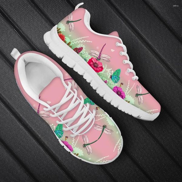 Scarpe casual in cui Dragonfly Butterfly Animals Stampers per donne 2024 Zapatillas Blancas Mujer Lady Footwear Female Lace Up