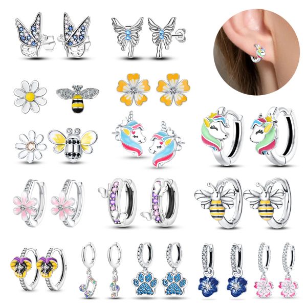 Ohrringe heiße Verkauf Bee Ohrringe für Mädchen schöne gelbe schwarze tanzende biene glückliche s925 reie ohrringe geburtstagsgeschenk silber juwelry