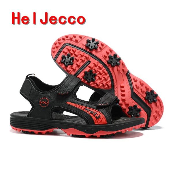 Polijstpads Sommergolf Sandalen Männer Leichtathletik echte Ledersandalen Spikes Golf Sport Sneaker Nicht -Slip -Gras -Golf -Golfschuhe Spike