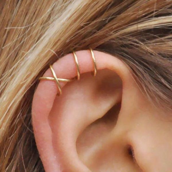 Brincos Modyle 5pcs/Conjunto 2023 Moda Gold Color Ear manguitos de folha Brincos para mulheres escaladores sem piercing Brinco de cartilagem falsa