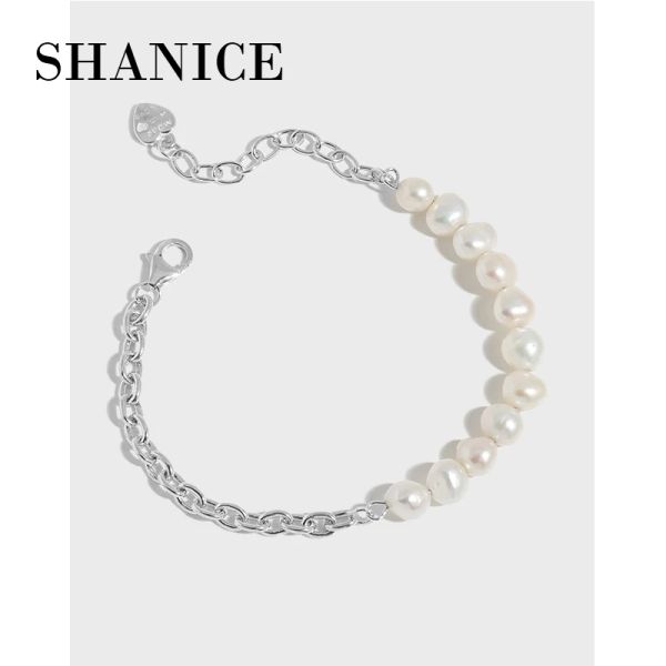 Strands Shanice Новый 100% S925 Серебряный браслет стерлингов для женского барочной жемчужной жемчужной цепь подруги и сестры