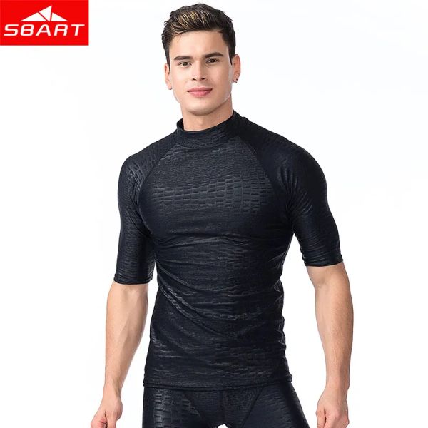 Костюмы SBART с длинным рукавом Rash Guard Men Men Swimwear Рубашки Солнце Защитный Lycra Surf Surf Tops Tops Snorkel Плавание Виндерфинг Rashguard L