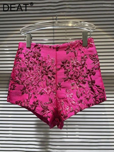 Itens de shorts femininos Flor de indentação 3D da moda 2024 Moda de verão High Wrap Hip Calça curta feminina 11xx9023