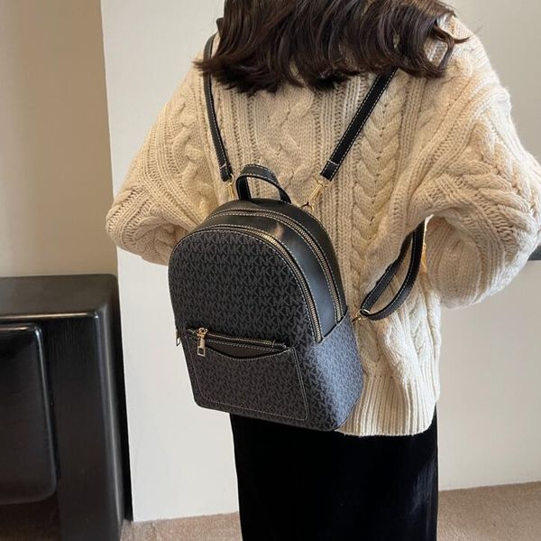 Stume da donna all'ingrosso Stume da donna Classic Lettere atmosferiche Stampa per borse retrò con cerniera a doppia cerniera Backpack College Contrast Wind Contrast Backpack in pelle 601##