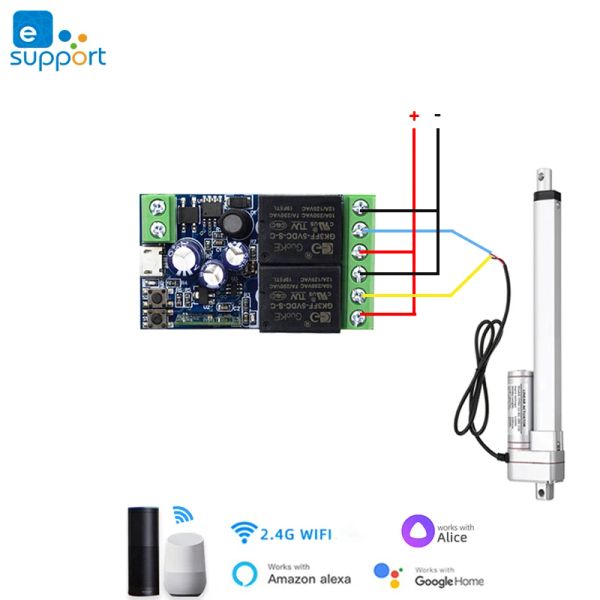 Control DC 5V 12V 24V 32V 2 canal, Wifi Ewelink Smart Life Motor Controller Smart Home, Relé de Pulso de 2Ch para Alexa Google Alice