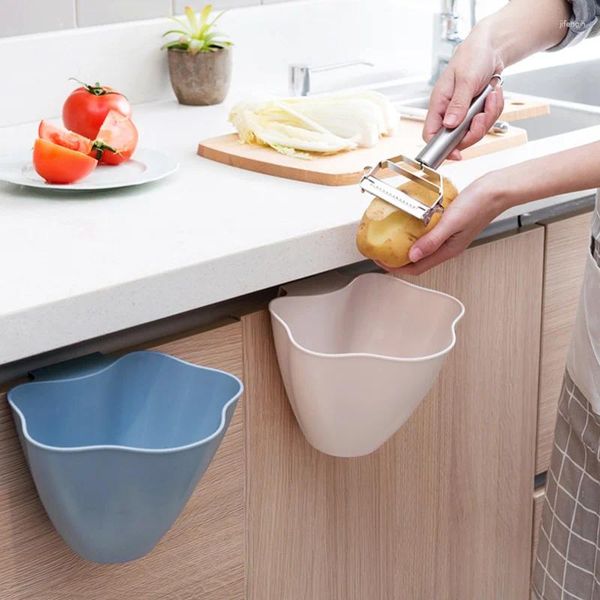 Bottiglie di stoccaggio a forma di fiori cucina cestino sospeso lattine collezione disordine desktop cesta mobile mobile contenitore bidone della spazzatura montata