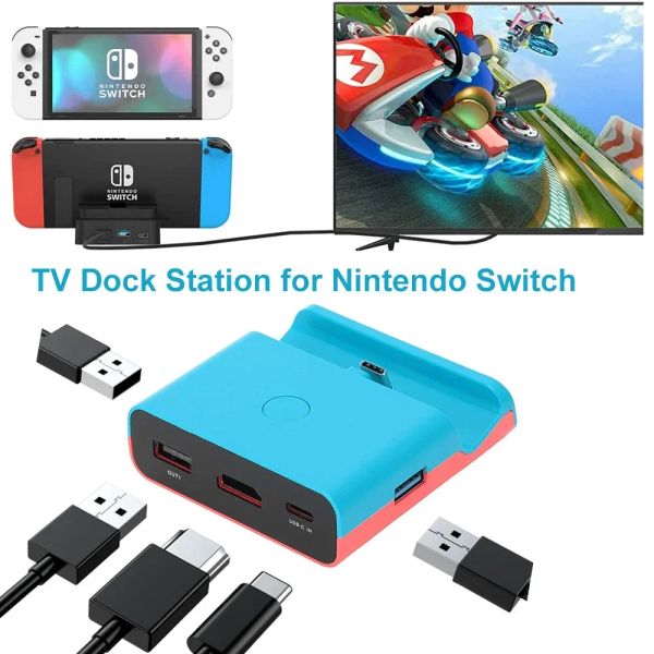 Док -станция HUBS TV для Nintendo Switch, переносная телевизионная станция станции для официального переключателя Nintendo с портом HDMI USB 3.0