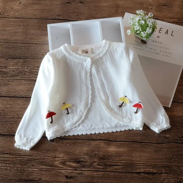 Schichten Neugeborene Baby Jacke Mantel Baby süßes Regenschirm Kleinkind süß 100% Baumwoll -Strickjacke 3 12 24 36 Monate Säuglingskleidung 205034