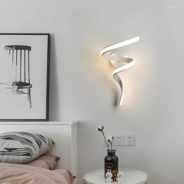 Wandlampe moderne LED -Aluminiumlinie Spirallicht für Wohnzimmer Schlafzimmer Nachtstudium Treppe Balkon Hintergrund Wohnkultur