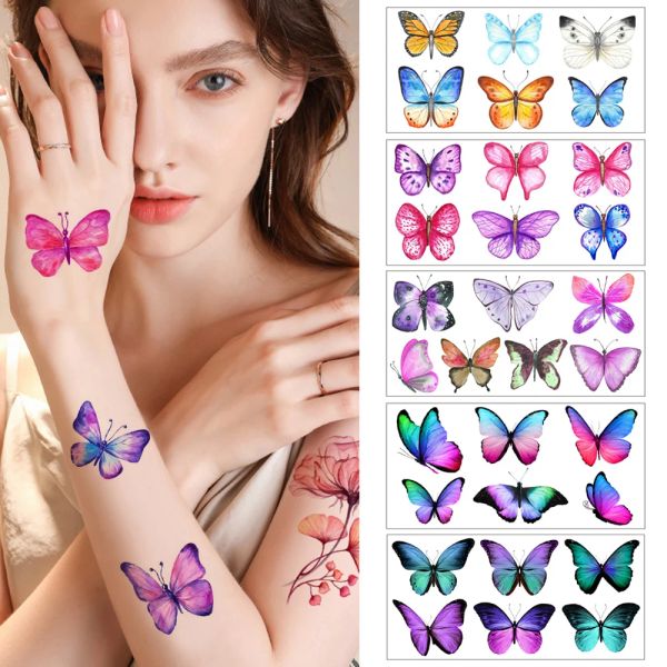 Tatuaggi da 1 PC farfalla 3D 3D Adesivo da tatuaggi temporanei per donne Body Art Flash Tattoo Adesivi tatuaggi impermeabili