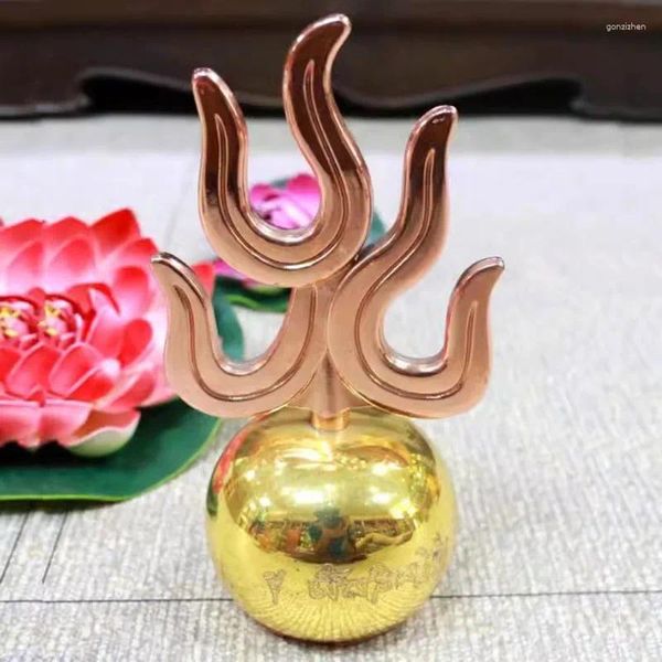 Dekorative Figuren reiner Kupfer Feuerball Farbe Gold Boden Tibetaner König Torch Perle Magie Dizang Ksiitigarbha Accessoire Ornament Buddhist