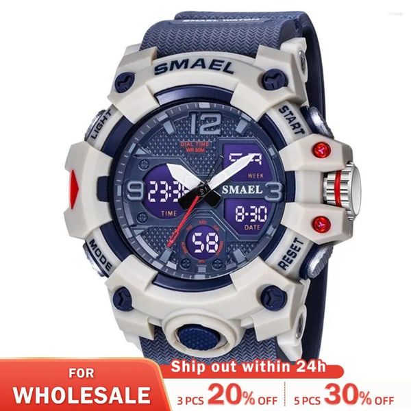 Orologi da polso sport orologio militare per uomini allarmario owatch owatch digitale posteriore a doppio orario 8008 orologi da uomo impermeabile