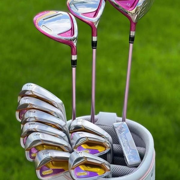 Clubes de golfe femininos Conjunto completo S-07 4 estrelas Conjunto de golfe Woods Putter de ferro 10,5 L Flex com eixo de grafite com cobertura de cabeça