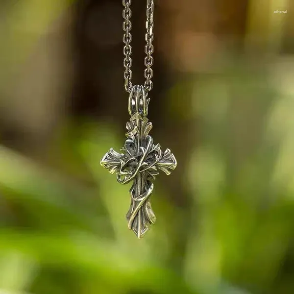 Подвесные ожерелья Mscollection Cross Sterling Silver Collece для мужчин и женского модного света роскошной высококлассной дизайн чувства уникального хип -хопа