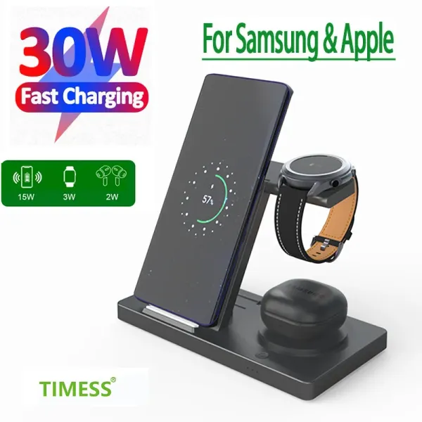 Chargers 5 em 1 carregador sem fio Stand para iPhone 14 13 Apple e Samsung AirPods Pro Watch Galaxy Watch 6 5 Estação de dock de carregamento rápido