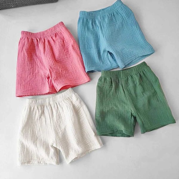 Shorts Childrens Clothing Baby Girls Jungen Baumwollgarn kurze Hosen Sommer Kinder weiche atmungsaktive Fünf-Punkte für Mädchen H240423