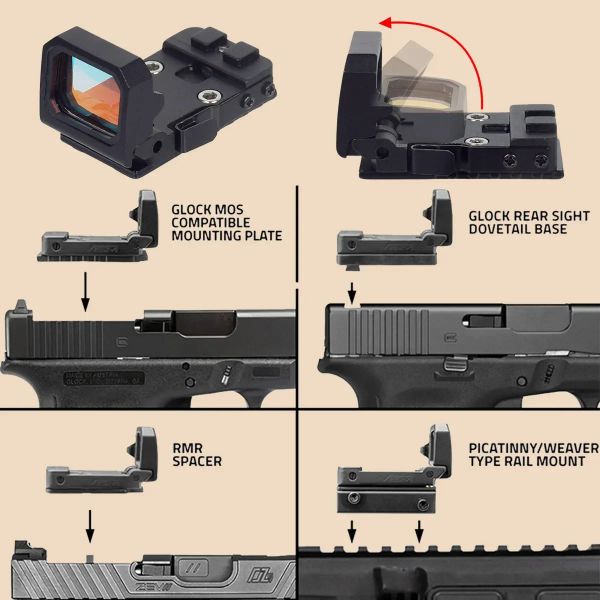 Scopi tattici Trijicon rmr Vism Flip Up Red Dot Sight Reflex Scope per Pistol Glock 17 19 Hunting Airsoft Armi Fucile AR15 M4