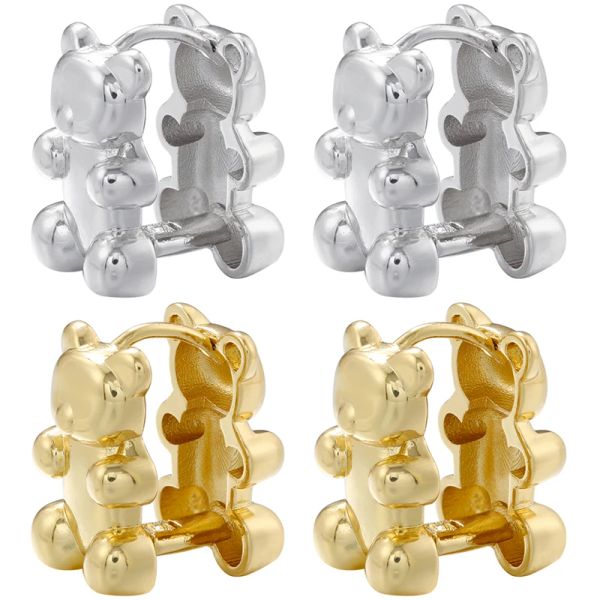 Brincos Zhukou Brass Little Bear Brincos Criativos 2 lados Os brincos de garanhão da moda Brincos de joias por atacado VE852