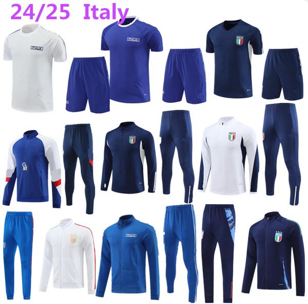 24-25 Italien Trainingsanzug Tuta Maglia Jersey 24 25 Italia Italie Fußballtraining Anzug Survetement Camiseta Fußball Chandal Kit Fußballmänner Kinder Uomo Calcio Jacke