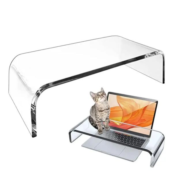 Racks limpo laptop acrílico stand clear Desktop Riser Space Salve Stand Stand Stand Desk Supplies for Laptop Computer Monitor
