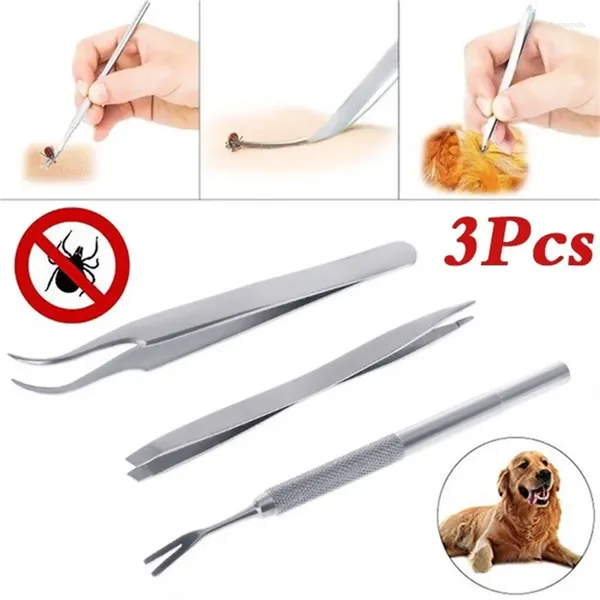 Hundekleidung 3pcs/Set PET Multifunktionaler Gabel Pinzeln Clip Flohbehandlung Tickentfernung Handwerkzeugsatz Katzen-Gadgets