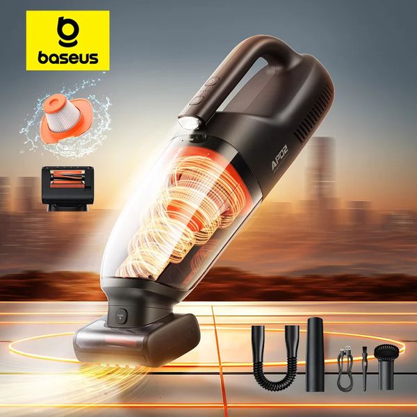 Baseus AP02 Wireless Car Vacuum Cleaner para pêlos de estimação de pêlos de animais de rolo de rolo motorizado veículo automático portátil sem fio com luz LED 240416