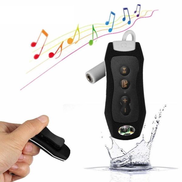 Player 4G 8G Mini MP3 Music Player FM Radio IPX8 Waterproof Swimming Diving Earphone Aurborica Sports Stereo Bass Mp3 Player con clip