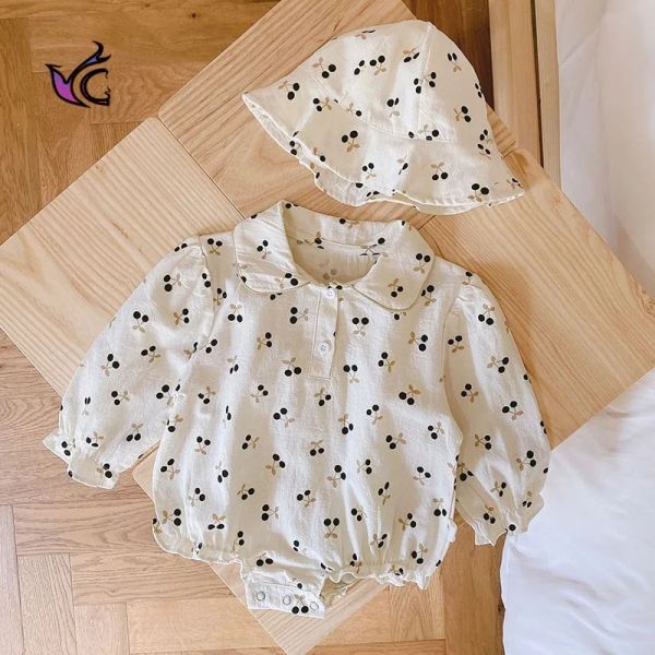 Einszene yg Babykleidung Neue Kapuze-Baby-Kriechanzug Neugeborenes ein Stück 02 Jahre alt gedruckte Langarm-Baby-Mädchen Kleidung
