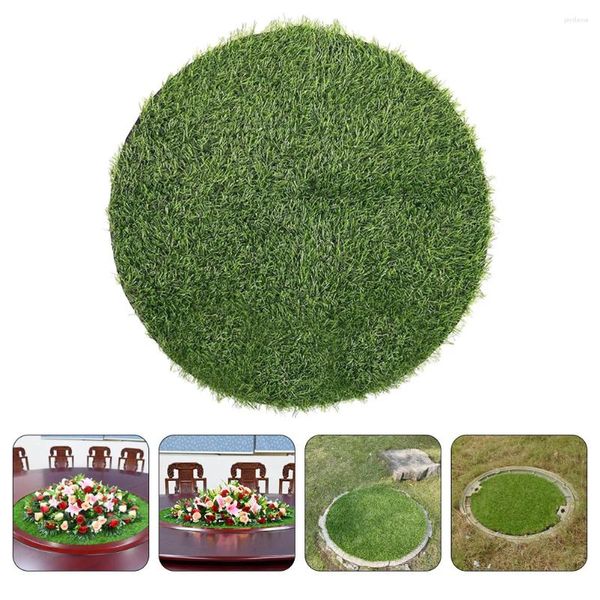 Fiori decorativi Pochemat di erba artificiale tavolo rotondo tavolino verde finta patch tappeto circolare soffice