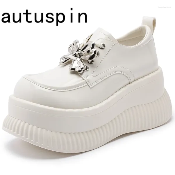 Casual Shoes Autuspin Super High Platform Frauen Slipper Mode Schnüre-up flach weibliche Mikrofaserleder Oxfords Zapatillas Mujer