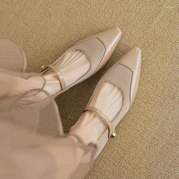 Sıradan Ayakkabı French Style Bekar Kadın Sığ Ağız Düşük Topuklar Retro Tek Çizgi Kayışı Mary Jane Zapatos De Mujer Bayanlar