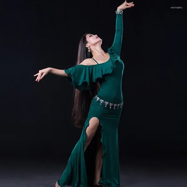 Sahne Giyim Bellydance Oryantal Belly Çingene Dans Dans Kostüm Kostümleri Kıyafetler Sutyen Kemer Zinciri Eşarp Ring Etek Elbise Takım Takım 090